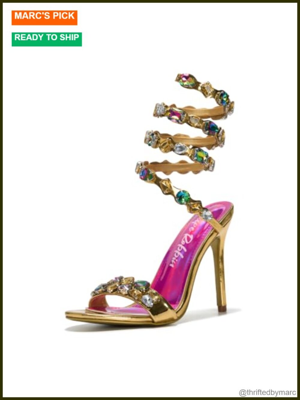Rhinestone Spiral Ankle Wrap Stiletto Heels Patent PU 4 Inch Open Toe